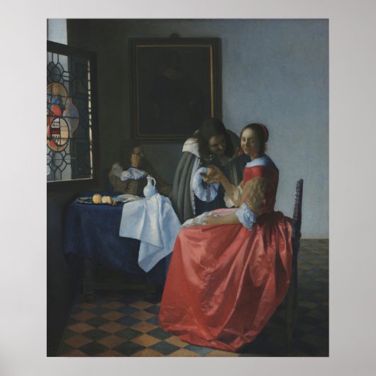 Meisje met het wijnglas - Vermeer Poster (Voorkant)