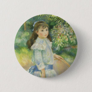 Meisje met Hoepel van Pierre Renoir, Vintage Fine Ronde Button 5,7 Cm