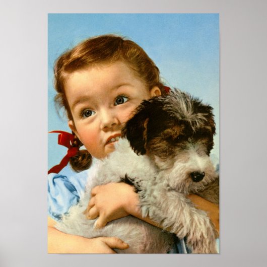 Meisje met hond in Duitsland Poster (Voorkant)