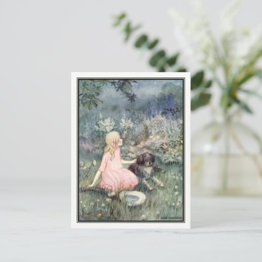 meisje met hond van Anne Anderson Briefkaart (Staand voorkant)