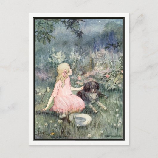  meisje met hond van Anne Anderson Briefkaart (Voorkant)