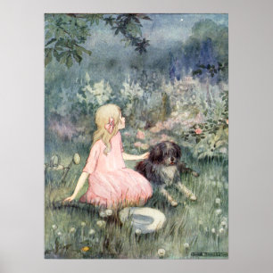 meisje met hond van Anne Anderson Poster