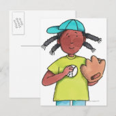 Meisje met honkbal en handschoen briefkaart (Voorkant / Achterkant)
