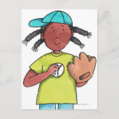 Meisje met honkbal en handschoen briefkaart (Voorkant)