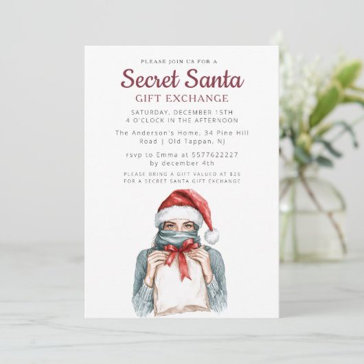 Meisje met hoofddoek Geheim Kerstfeest Kaart (Staand voorkant)