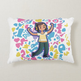 Meisje met hoofdtelefoon buigt zelfverzekerd en on accent kussen