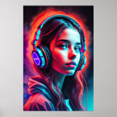 Meisje met hoofdtelefoon poster (Voorkant)