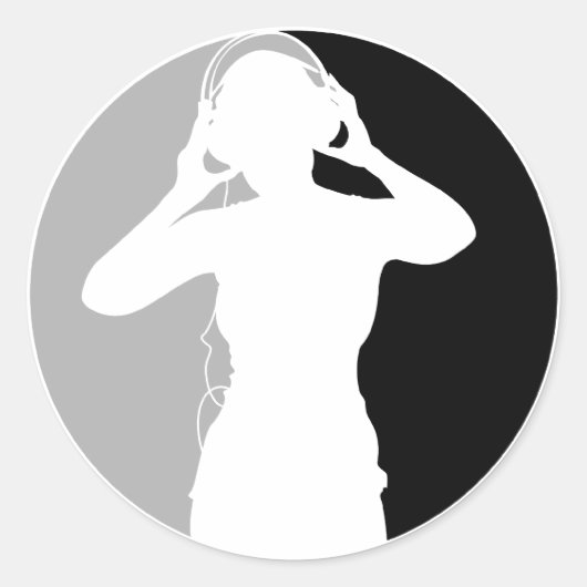 Meisje met hoofdtelefoon Sticker (Voorkant)