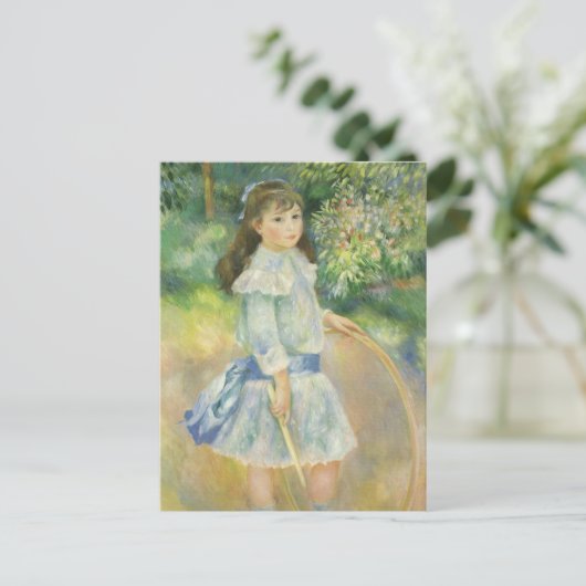 Meisje met Hoop van Pierre Renoir,  Kunst Briefkaart (Staand voorkant)