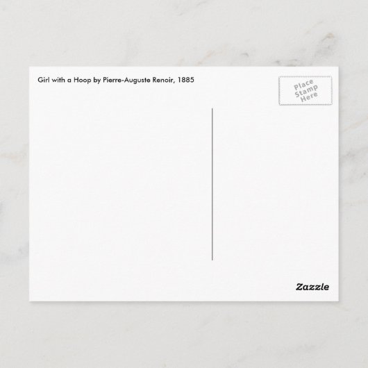 Meisje met Hoop van Pierre Renoir,  Kunst Briefkaart (Achterkant)