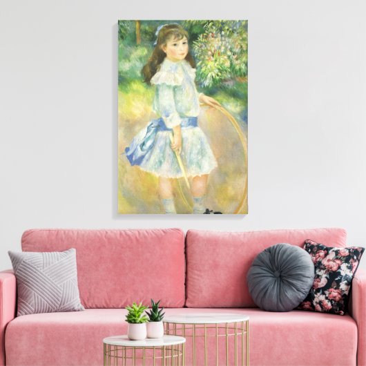 Meisje met Hoop van Pierre Renoir, Kunst Canvas Afdruk (Insitu (Woonkamer))
