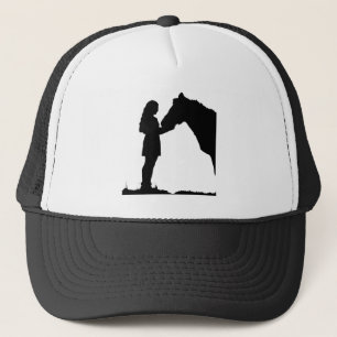 Meisje met Horse Silhouette Animal Love Horses Art Trucker Pet