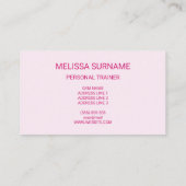 Meisje met illustratie roze persoonlijke trainer visitekaartje (Achterkant)