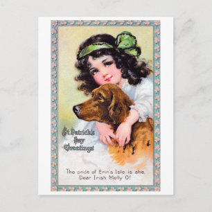 Meisje met Irish Setter Dog, Saint Patrick's Day Briefkaart