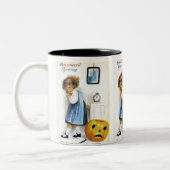 Meisje met Jack o' Lantern Tweekleurige Koffiemok (Links)