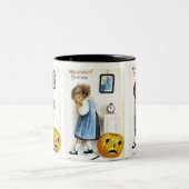 Meisje met Jack o' Lantern Tweekleurige Koffiemok (Center)