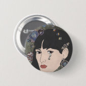 Meisje met kaleidoscoop ogen ronde button 5,7 cm (Voorkant /achterkant)