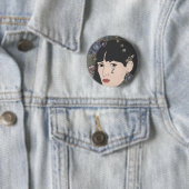 Meisje met kaleidoscoop ogen ronde button 5,7 cm (In situ)