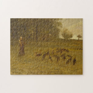 Meisje met kalkoenen legpuzzel