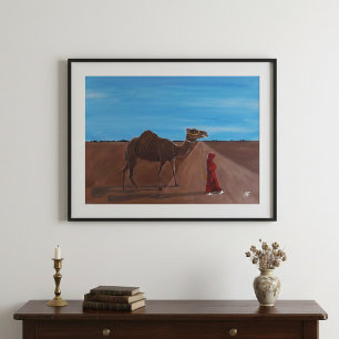 Meisje met kameel Schilderij van Alfred Fox Canvas Afdruk