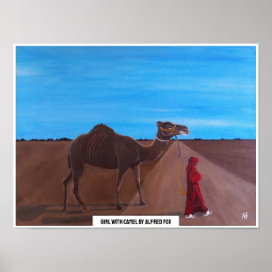 Meisje met kameelschilderij van Alfred Fox Poster