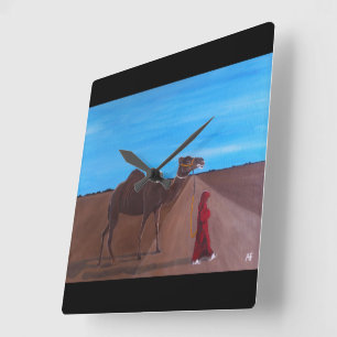 Meisje met kameelschilderij van Alfred Fox Vierkante Klok