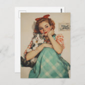 meisje met kat briefkaart (Voorkant / Achterkant)