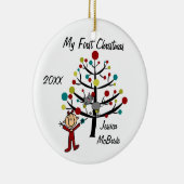 Meisje met kat eerste kerst Gepersonaliseerd Ornam Keramisch Ornament (Rechts)