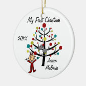 Meisje met kat eerste kerst Gepersonaliseerd Ornam Keramisch Ornament (Links)