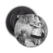  meisje met kat en melksausje button flesopener (Voorkant)