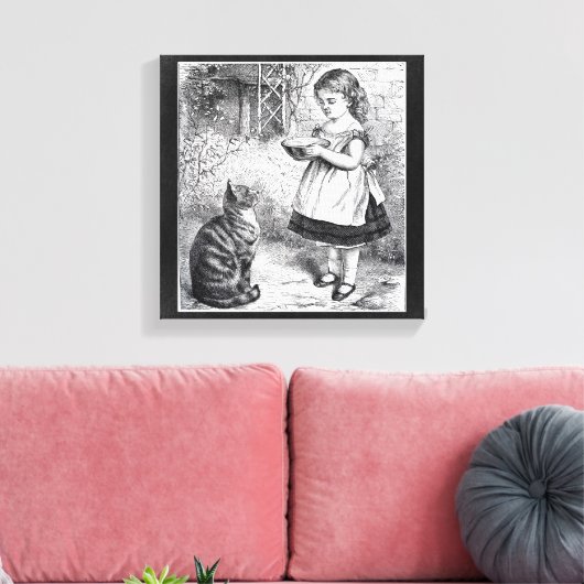  meisje met kat en melksausje canvas afdruk (Insitu (Woonkamer))