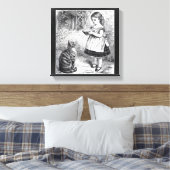 meisje met kat en melksausje canvas afdruk (Insitu (Slaapkamer))