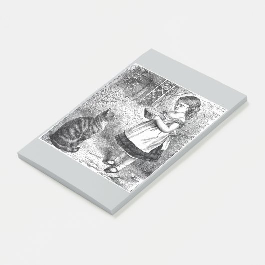  meisje met kat en melksausje post-it® notes (Schuin)