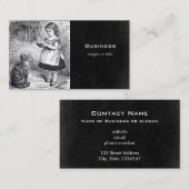 meisje met kat en melksausje visitekaartje (Voorkant / Achterkant)