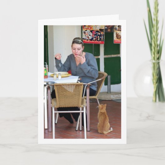 Meisje met kat portret kaart (Voorkant)