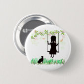 Meisje met kat ronde button 5,7 cm (Voorkant /achterkant)