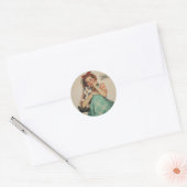  meisje met kat ronde sticker (Envelop)