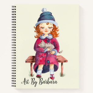 Meisje met kat schets notitieboek