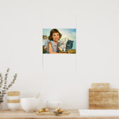 Meisje met katjes poster (Keuken)