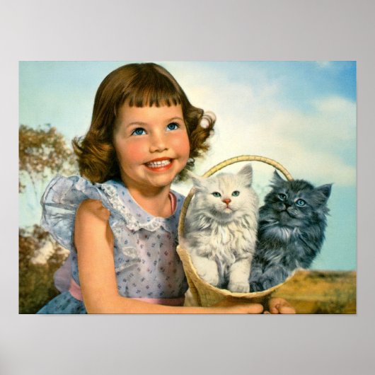 Meisje met katjes poster (Voorkant)