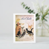 Meisje met katten, Alexandre Steinlen Briefkaart (Staand voorkant)