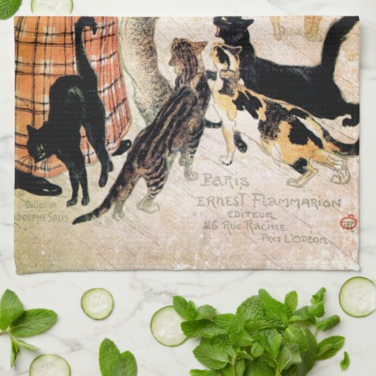 Meisje met katten, Alexandre Steinlen Theedoek (Gevouwen)