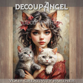 Meisje met katten Decoupage Tissuepapier
