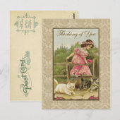 Meisje met katten Denk aan  reproductie Briefkaart (Voorkant / Achterkant)