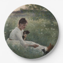 Meisje met katten in een zomerlandschap (Kittens)