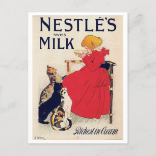 Meisje met katten, Vintage Poster, Alexandre Stein Briefkaart