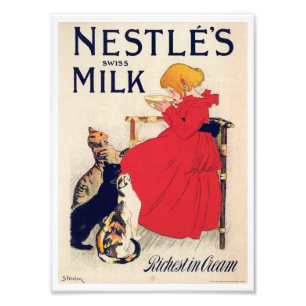 Meisje met katten, Vintage Poster, Alexandre Stein Foto Afdruk