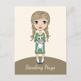 Meisje met kattenstootjes briefkaart