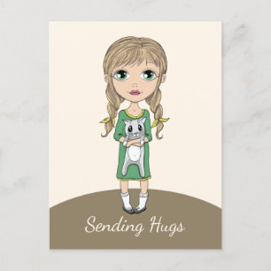 Meisje met kattenstootjes briefkaart