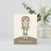 Meisje met kattenstootjes briefkaart (Staand voorkant)